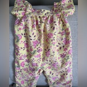 Floral Yellow and Pink Baby Romper 18-24M. Buttons on back Top and Snap Bottom